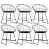 vidaXL Dining Chairs with Faux Leather Seats 6 pcs Black Steel