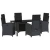 vidaXL Garden Dining Set 5 pcs Black Poly Rattan