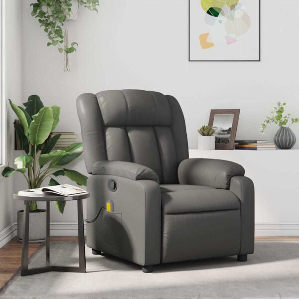 vidaXL Massage Recliner Chair Grey Faux Leather