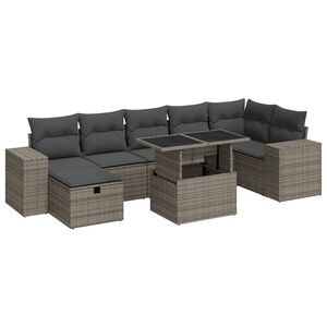vidaXL 5 Piece Garden Sofa Set with Cushions Grey Poly Rattan
