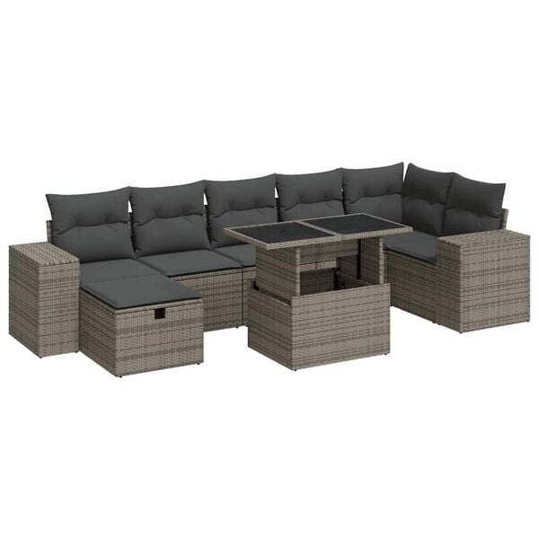 vidaXL 5 Piece Garden Sofa Set with Cushions Grey Poly Rattan