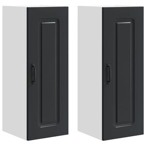 vidaXL Dishwasher Panel Kalmar 2 pcs Black Engineered Wood