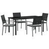 vidaXL Garden Dining Set 5 pcs Black and Light Grey PE Rattan