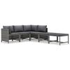 vidaXL 6 Piece Garden Lounge Set with Cushions Poly Rattan Grey