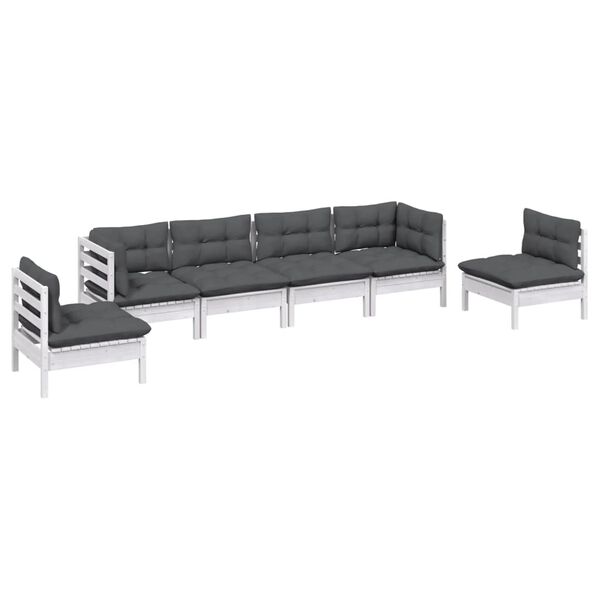 vidaXL 6 Piece Garden Lounge Set with Cushions Solid Pinewood