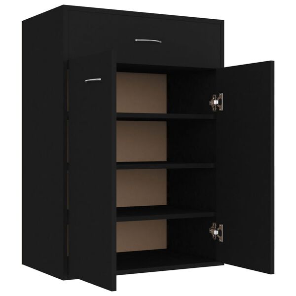 vidaXL Shoe Cabinet Black 60x35x84 cm Engineered Wood