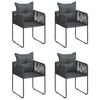vidaXL 5 Piece Garden Dining Set PVC Rattan Black