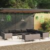 vidaXL 14 Piece Garden Lounge Set with Cushions Poly Rattan Dark Grey