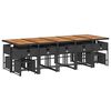 vidaXL 15 Piece Garden Dining Set with Cushions Black Poly Rattan