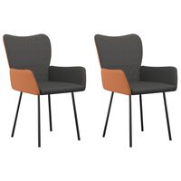 vidaXL Dining Chairs 2 pcs Dark Grey Fabric and Faux Leather