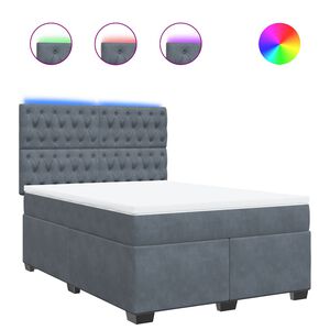 vidaXL Box Spring Bed with Mattress Dark Grey Queen Velvet