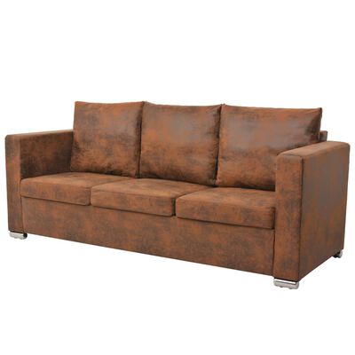 vidaXL Sofa Set 3 Pieces Artificial Suede Leather