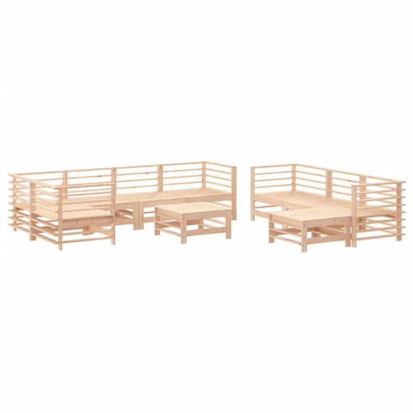 vidaXL 10 Piece Garden Lounge Set with Cushions Solid Wood