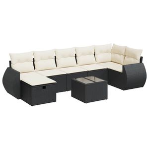 vidaXL 7 Piece Garden Sofa Set with Cushions Black Poly Rattan