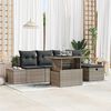 vidaXL Garden Sofa Set Height-Adjustable 6 pcs Grey Poly Rattan