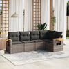vidaXL 5 Piece Garden Sofa Set with Cushions Grey Poly Rattan