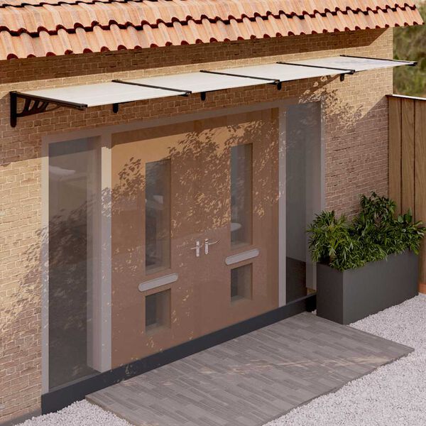 vidaXL Door Canopy Black and Transparent 396x90 cm Polycarbonate