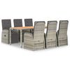 vidaXL 7 Piece Garden Dining Set with Cushions Grey Poly Rattan