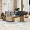 vidaXL 6 Piece Garden Sofa Set with Cushions Beige Poly Rattan