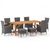 vidaXL 9 Piece Garden Dining Set Grey