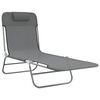 vidaXL Folding Sun Loungers 2 pcs Grey Textilene and Steel