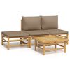 vidaXL 4 Piece Garden Lounge Set with Taupe Cushions Bamboo