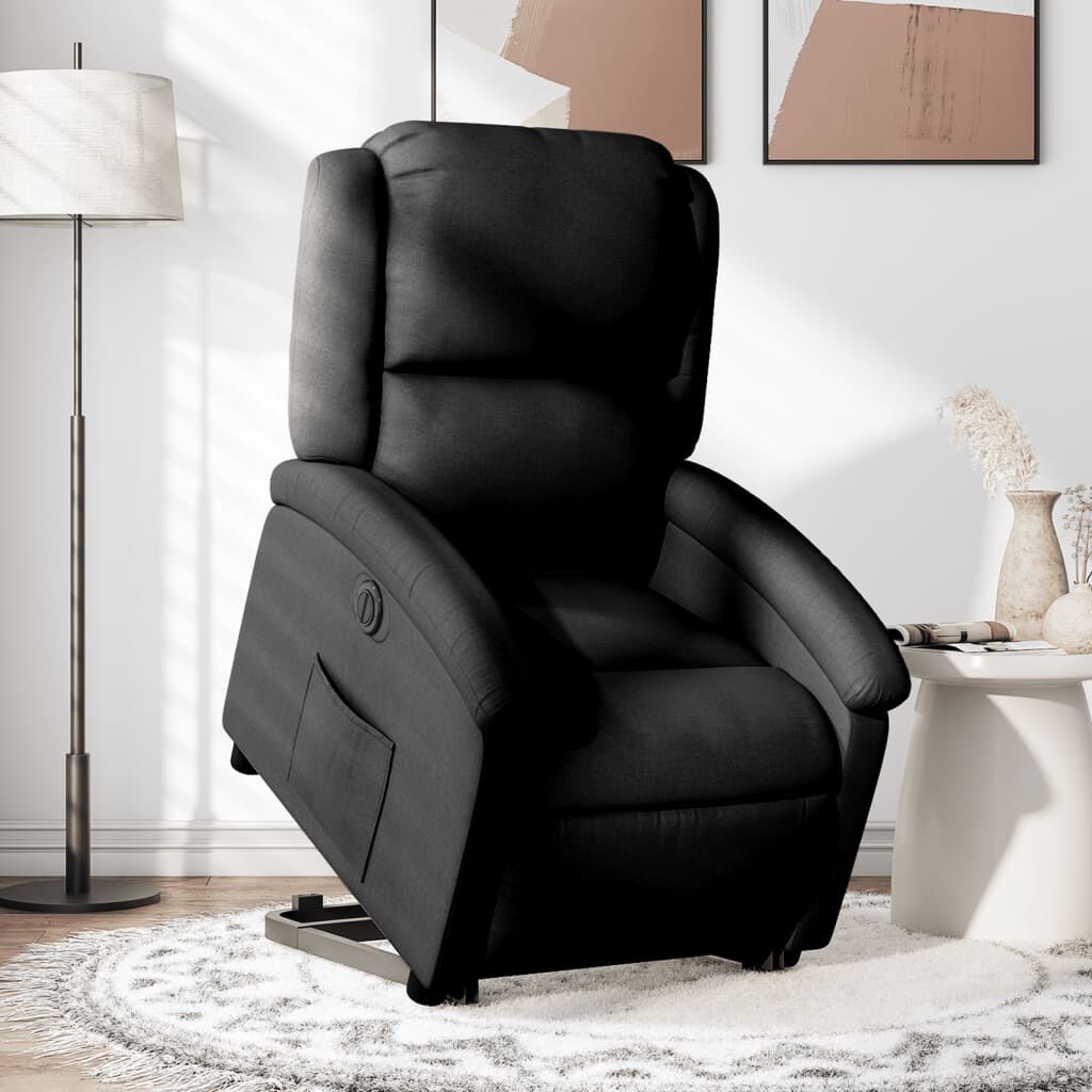 vidaXL Electric Stand up Recliner Chair Black Fabric | vidaXL.com.au