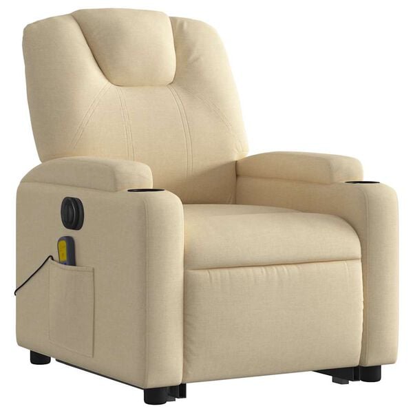 vidaXL Electric Stand up Massage Recliner Chair Cream Fabric