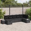 vidaXL Garden Sofa Set with Cushion 7 pcs Black Poly Rattan