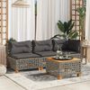 vidaXL Garden Sofa with Cushions 3-Seater Grey Poly Rattan