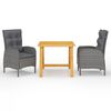 vidaXL 3 Piece Garden Dining Set Grey