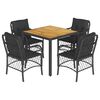 vidaXL 5 Piece Garden Dining Set with Cushions Black Poly Rattan