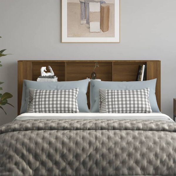 vidaXL Headboard Cabinet Brown Oak 180x18.5x104.5 cm