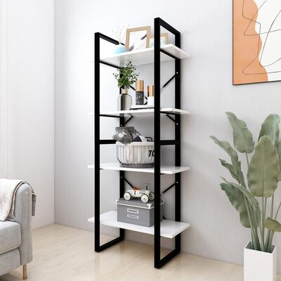 vidaXL 4-Tier Book Cabinet White 60x30x140 cm Engineered Wood