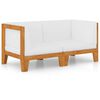 vidaXL 2-Seater Sofa with Cream White Cushions Solid Acacia Wood