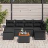 vidaXL Garden Sofa Set with Storage 7 pcs Black Poly Rattan