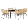 vidaXL 5 Piece Garden Dining Set with Cushions Brown Poly Rattan Glass