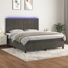 vidaXL Box Spring Bed with Mattress&LED Dark Grey 153x203 cm Queen Size Velvet