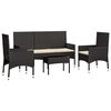 vidaXL 4 Piece Garden Lounge Set with Cushions Black Poly Rattan
