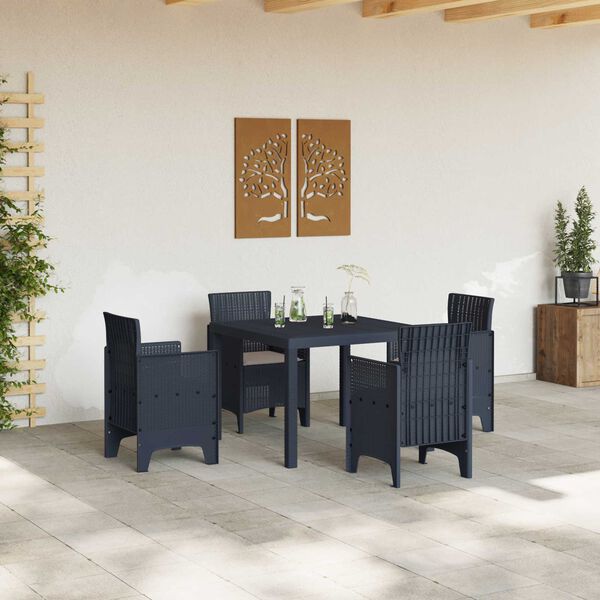 vidaXL Garden Dining Set 5 pcs Anthracite Polypropylene