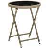 vidaXL Tea Table | Beige | PE rattan, powder-coated steel, tempered glass