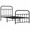 vidaXL Metal Bed Frame without Mattress with Footboard Black 90x190cm