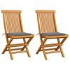 vidaXL Garden Chairs with Grey Cushions 2 pcs Solid Teak Wood