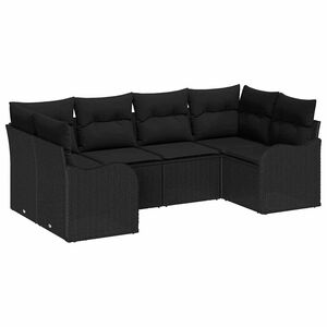 vidaXL Garden Sofa Set 6 pcs Black Poly rattan