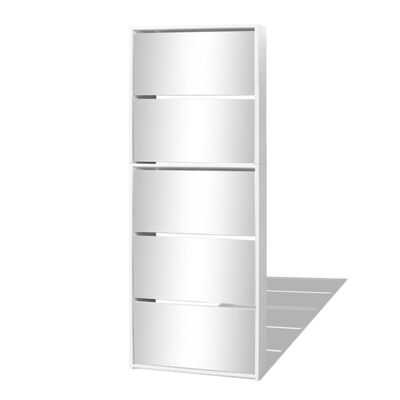 vidaXL Shoe Cabinet 5-Layer Mirror White 63x17x169.5 cm