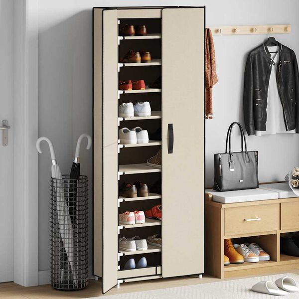 vidaXL Shoe Cabinet Cream 60x30x166 cm Fabric