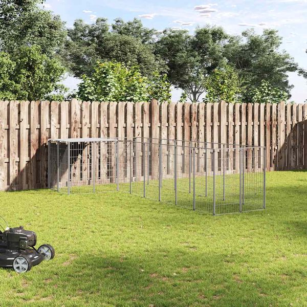 vidaXL Dog Kennel Silver 6.05 m² Steel