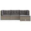 vidaXL 4 Piece Garden Lounge Set with Cushions Grey Poly Rattan
