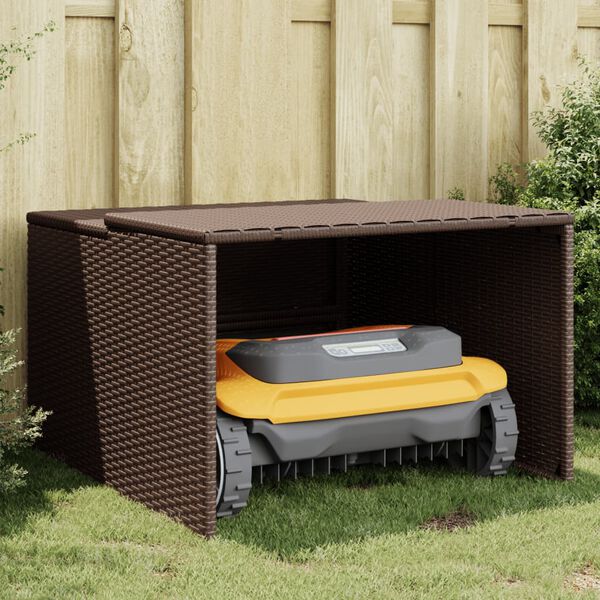 vidaXL Robot Mower Garage Brown 86x90x52/57 cm Poly Rattan