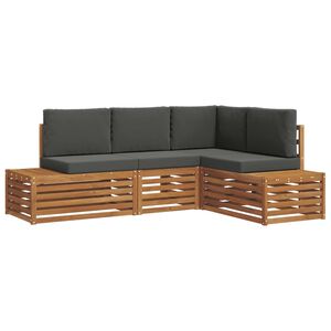 vidaXL Outdoor Sofa Set with Cushion 4 Piece Natural and Anthracite